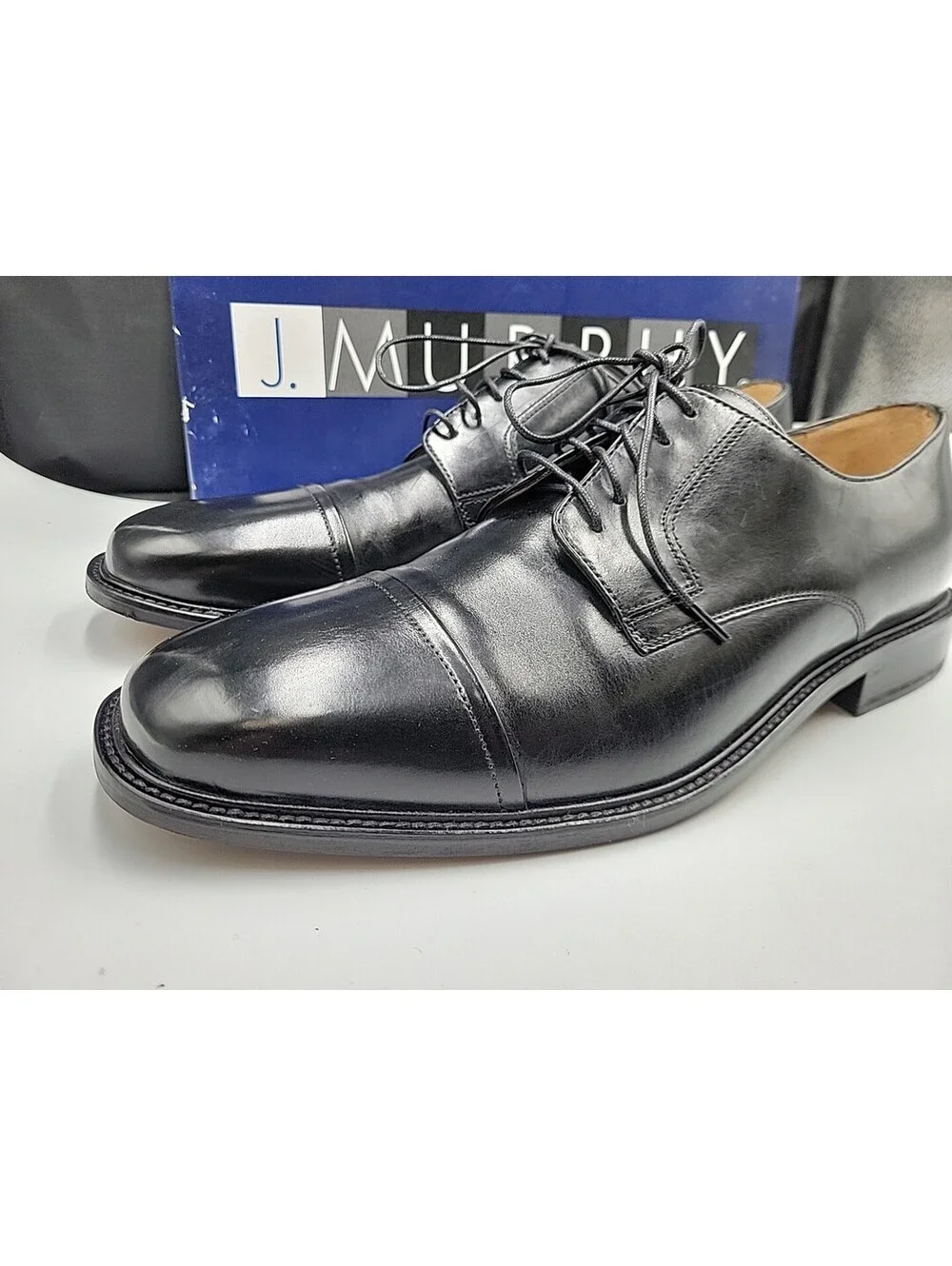 Johnston & Murphy Melton Cap Toe Oxford Black Dress Shoes 11